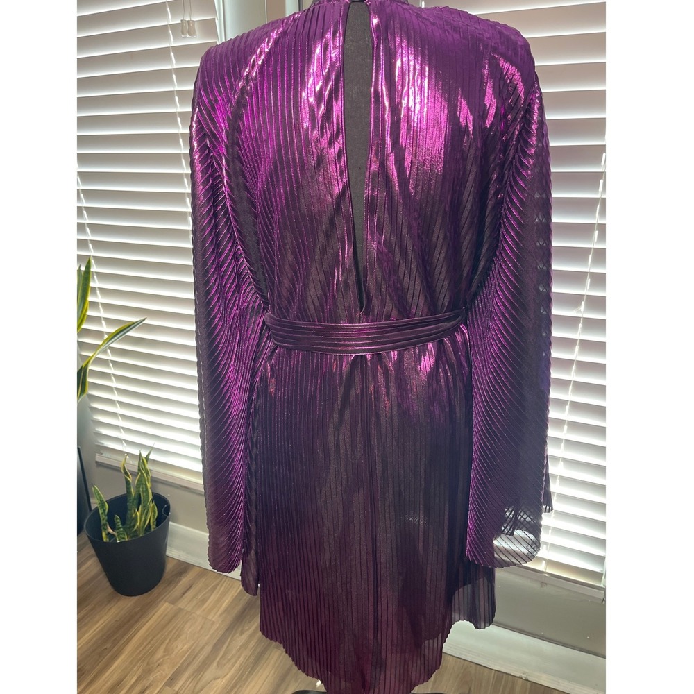 NWT Michael Costello x Revolve Gene Mini Dress Electric Purple Plissé Small - Picture 3 of 10